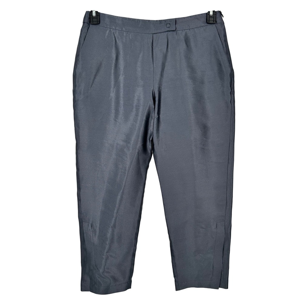 Giorgio‎ Armani Silk Cropped Pants Womens Size 48 Made in Italy Blue